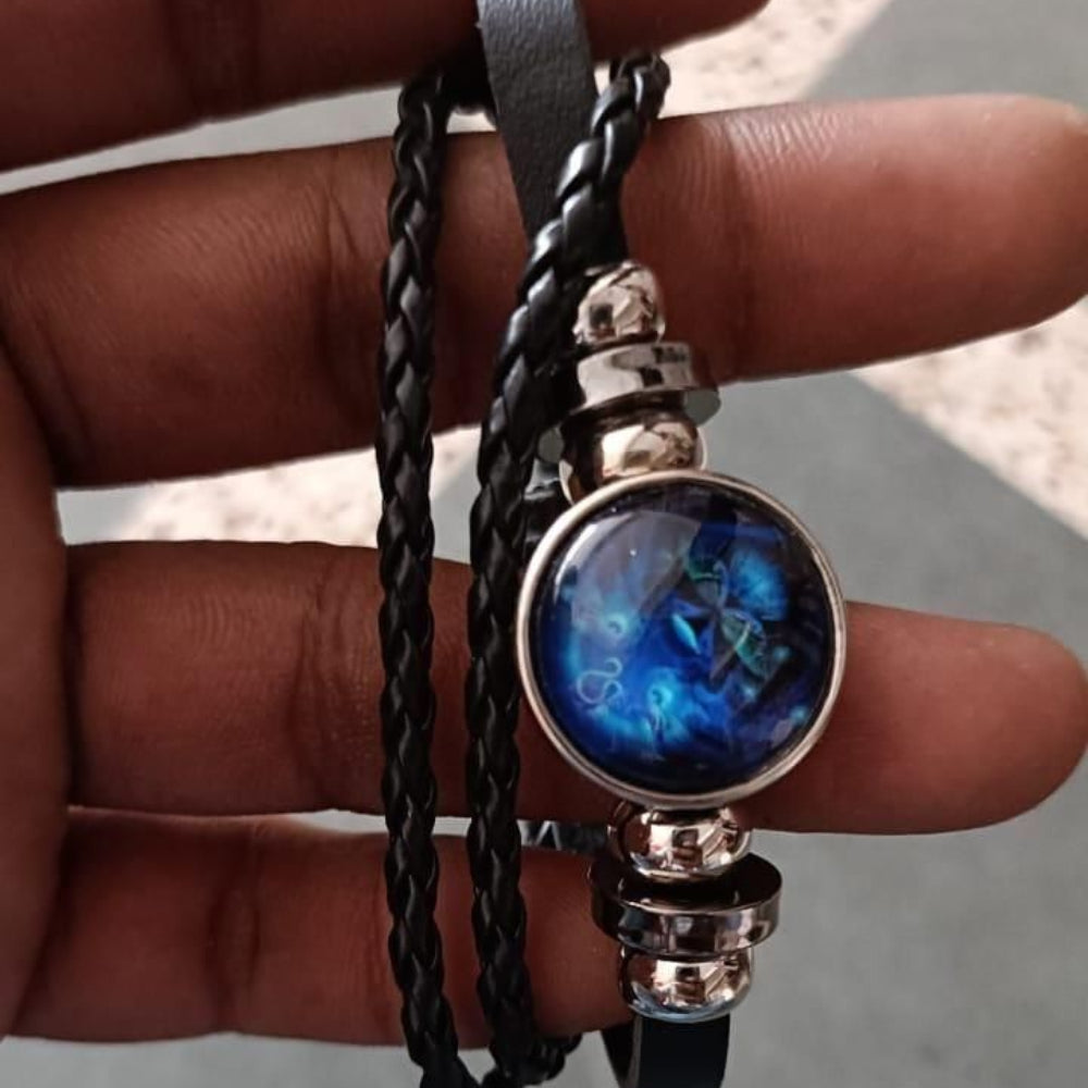 Personalized Zodiac Constellation Braided Leather Wristband