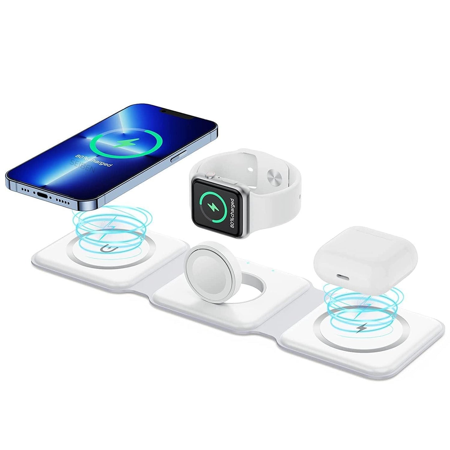 Foldable 15W Fast MagSafe Charger for iPhone 16/15/14, Apple Watch & AirPods