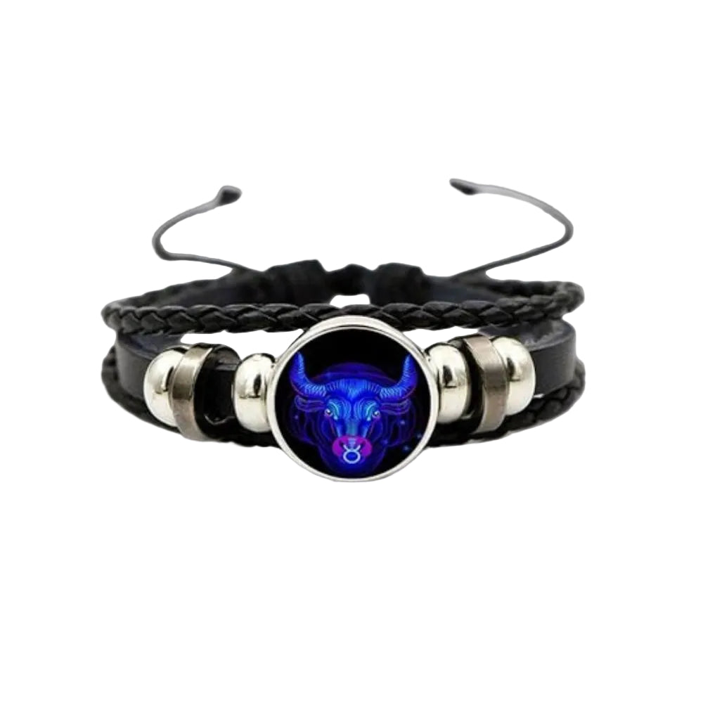 Personalized Zodiac Constellation Braided Leather Wristband
