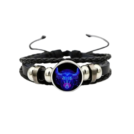 Personalized Zodiac Constellation Braided Leather Wristband