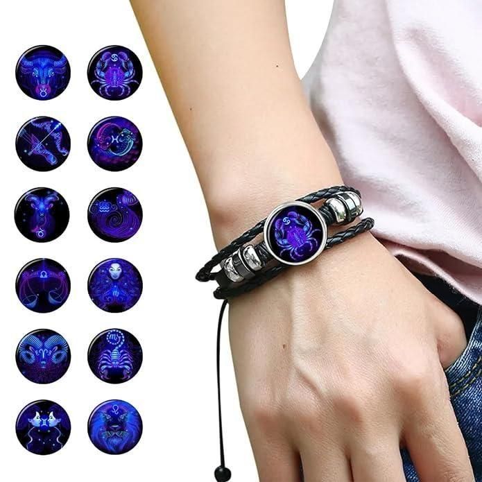 Personalized Zodiac Constellation Braided Leather Wristband